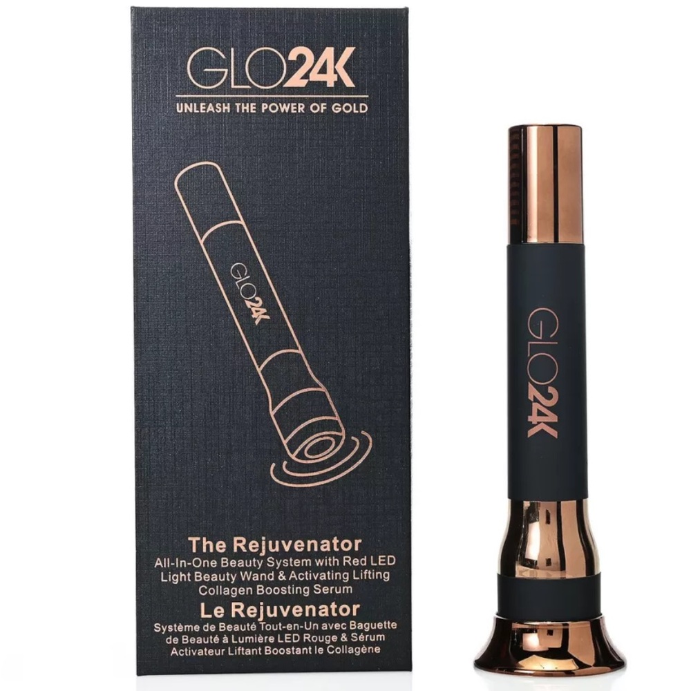 New! GLO24K The Rejuvenator LED Beauty Wand w/ Collagen Serum